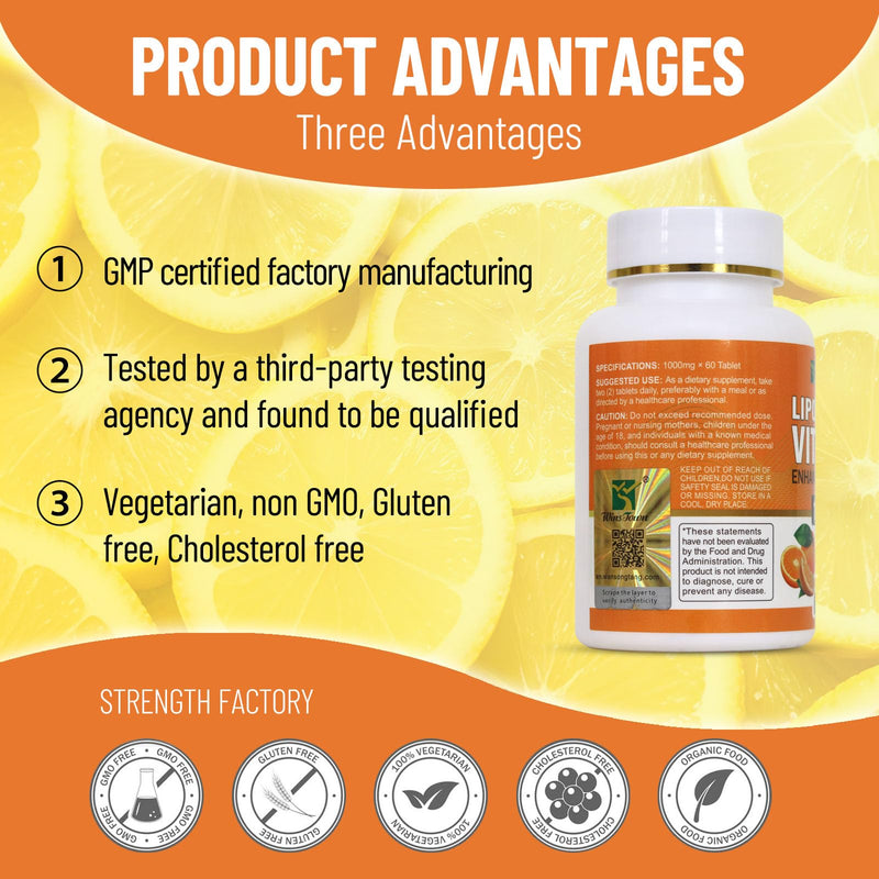 Liposomal Vitamin C Chewable Tablets, 60 Ct | 1000mg, High-Absorption, Fat-Soluble, Immune & Antioxidant, Daily Wellness & On-The-Go