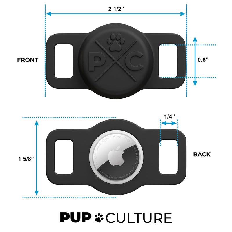 Pup Culture Cat Collar Airtag Holder, Extra-Durable, Lightweight, and Protective Cat Airtag Collar Holder - Track Your Cat Using Apple AirTag Technology - Airtag Collar Cat - Airtag Cat Collar Holder Black - BeesActive Australia