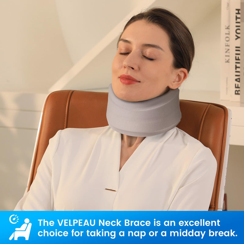 Velpeau Neck Brace for Neck Pain and Strong Support, Soft Cervical Collar for Sleeping Upright, Snoozing - Stabilizes & Relieves Pressure in Spine for Women & Men (Grey, M: 13.5-16.5" / 3" Depth) 3 Inch (Pack of 1) - BeesActive Australia