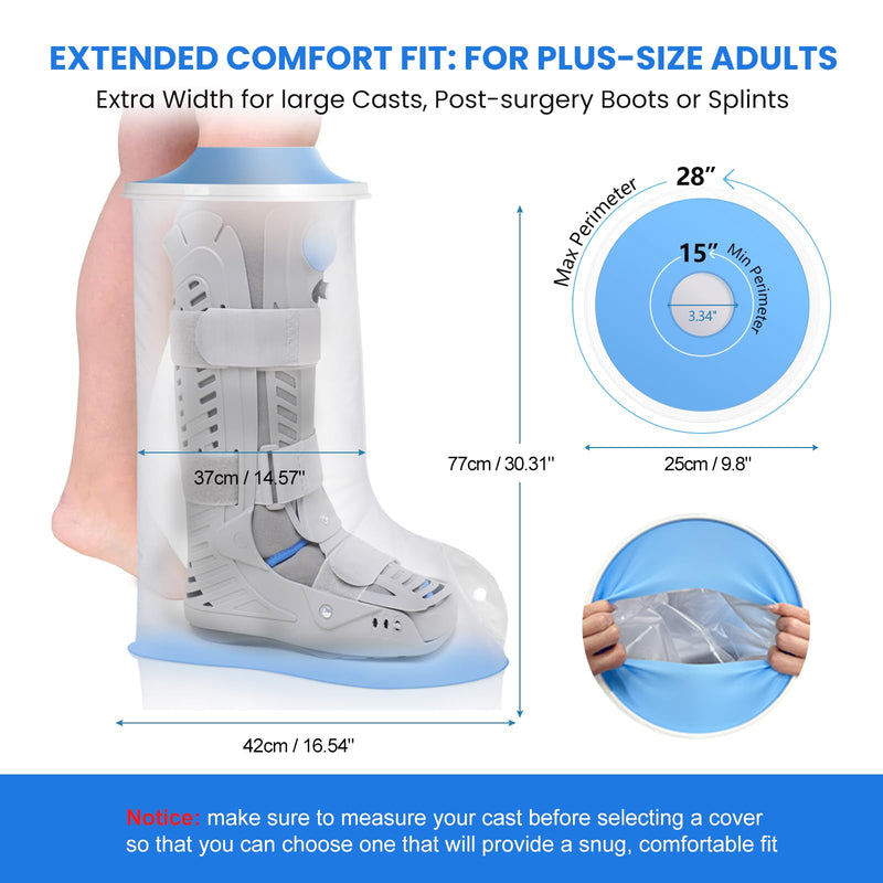 Waterproof Extra Wide Leg Cast Cover for Showering After Surgery with Non-Slip Bottom, Extra Large Waterproof Foot Protector Cover for Plus Size Adults, Lager Casts, Surgery Casts Boots, Reusable Large-Extra Wide - BeesActive Australia