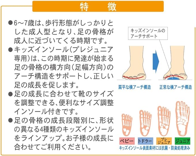 Kid's Insole for Prejuniors (6 to 7 years old), M, 7.1 - 7.5 inches (18 - 19 cm), Beige - BeesActive Australia