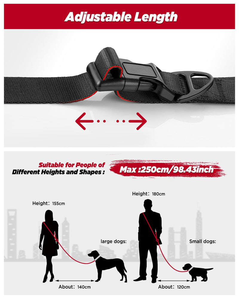 Hands Free Dog Leash, 8.2ft Multifunctional Crossbody Rope with Explosion-Proof Handle and Adjustable Training Hands Free Leash for Medium Dog Matte Black - BeesActive Australia