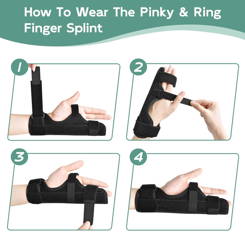 Pinky Ring Finger Splint, Boxer Fractures Finger Support for Right & Left Hand, Metacarpal Little Trigger Fingers Immobilizer Straightener Hand Brace for Arthritis, Tendonitis, Pain Relief