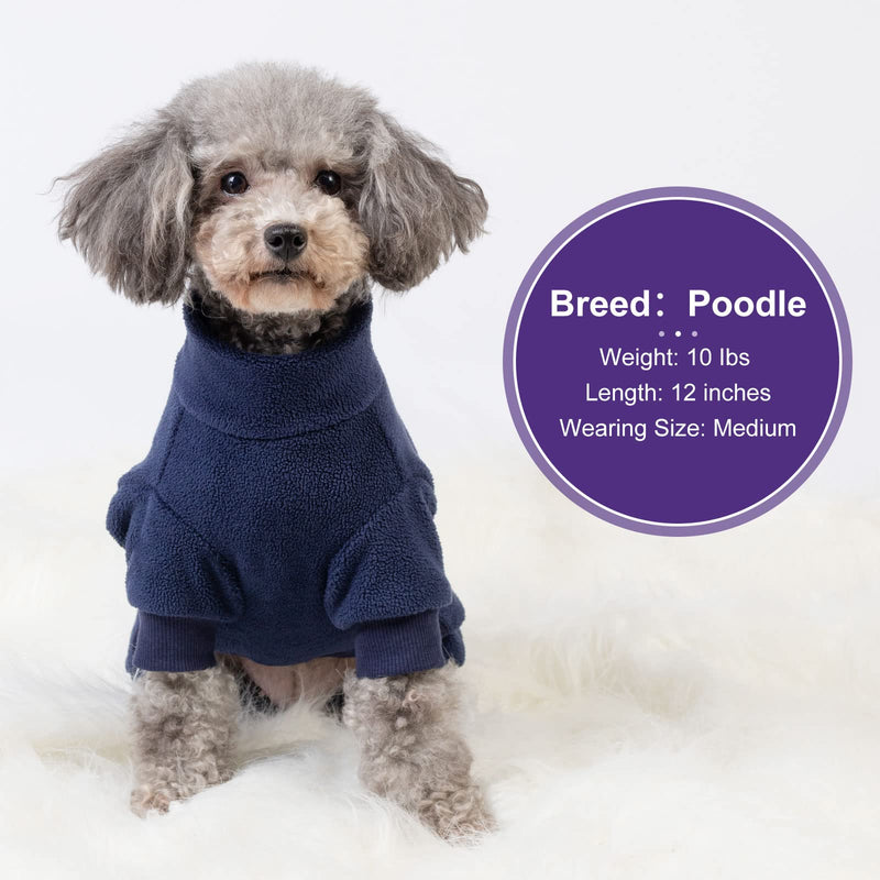 cyeollo Dog Pajamas Fleece Dog Pjs Thermal Stretchable Dog Onesie Winter Jumpsuit for Small Dogs Warm Pet Cold Weather Coats, Navy M Medium (chest Girth: 15"-18") 1# Navy - BeesActive Australia