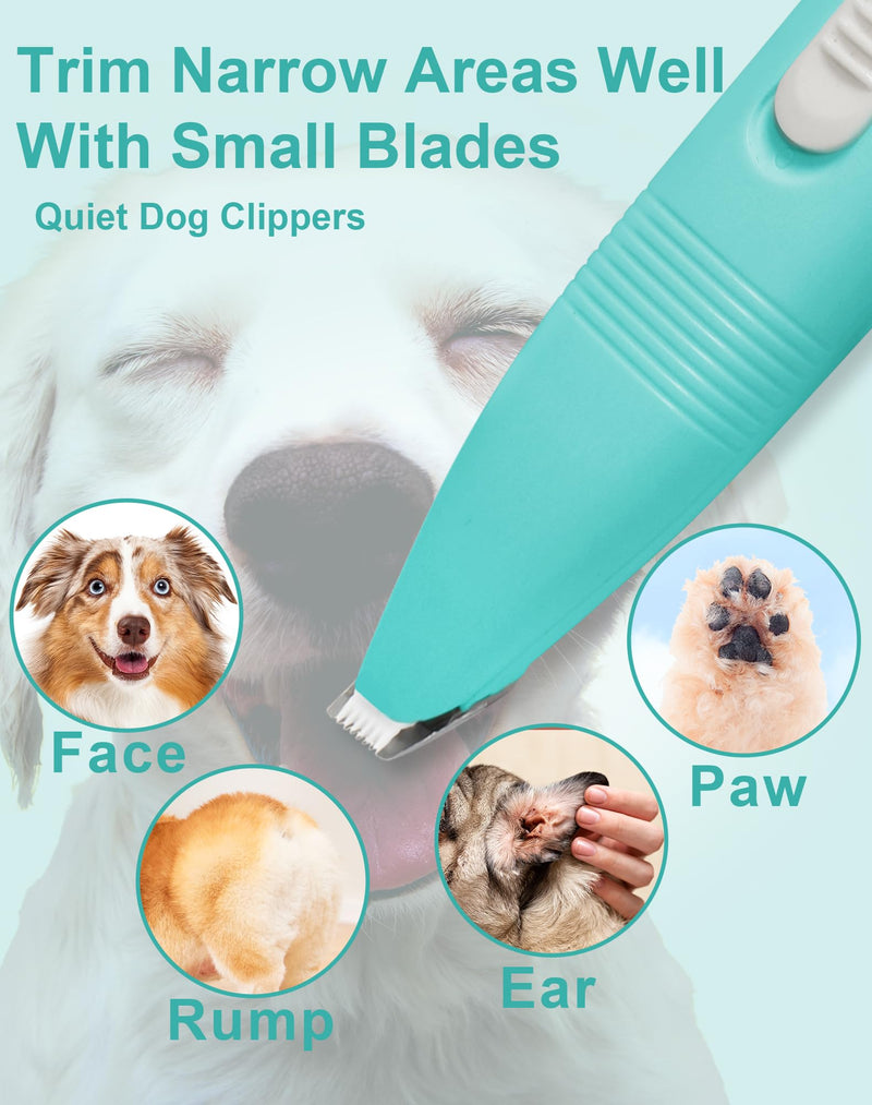 Dog Grooming Clippers, Dog Paw Trimmer with Detachable Ceramic Blade for Trimming Small Areas of Pet's Hair, Low Noise Paw Grooming Shaver for Cat's Eyes Face Ears Paws (Blue) Blue - BeesActive Australia