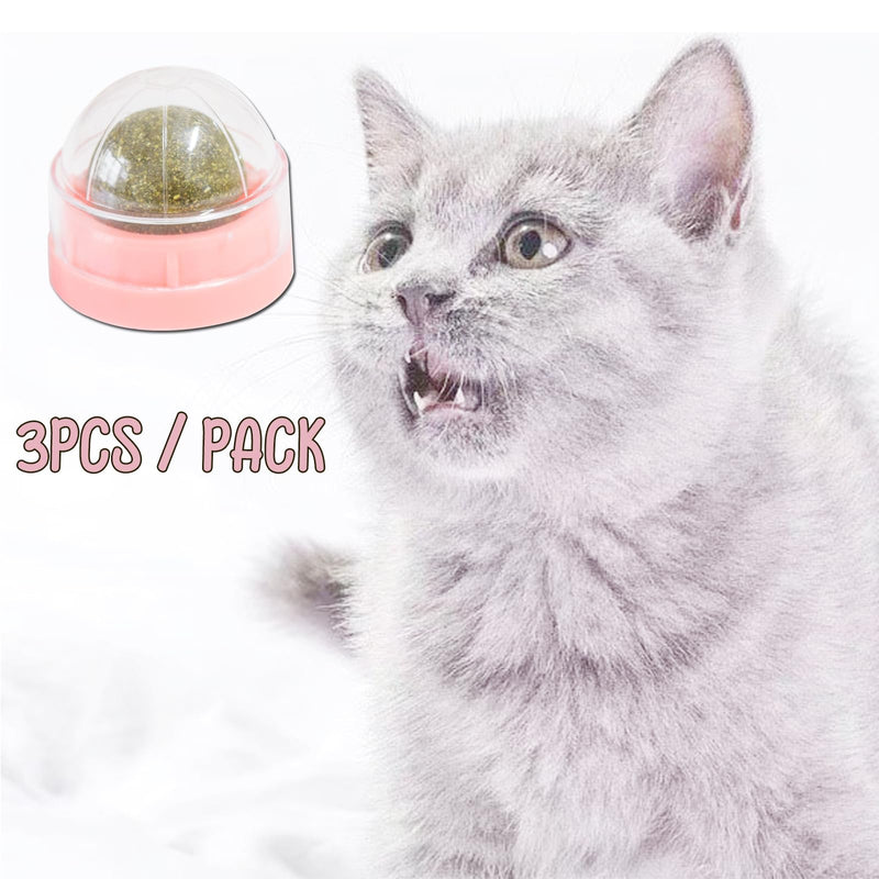 Pink Catnip Balls for Cats - 3PCS Wall Catnip Toys Edible Cat Toys for Cat Lick Safe Healthy Kitten Chew Toys Teeth Cleaning Dental Cat Toys - BeesActive Australia