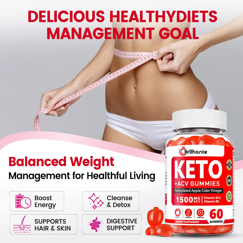 Keto ACV Gummies-Organic Apple Cider Vinegar with Mother, Sugar Free, 60 Ct | Vitamin B12 & B6, Beetroot, Metabolism and Energy, Gluten-Free, Vegan