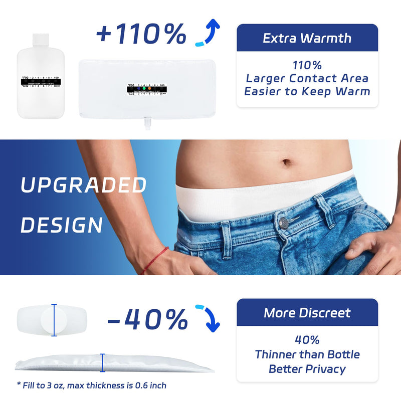Urine Test Complete Kit – 2 oz to 4 oz Concealed Sample Bag with Adjustable Belt, 43.3” Hi-Stretch and Comfortable Belt, Urine Test Thermometer Stickers and Silicone Funnel White - BeesActive Australia