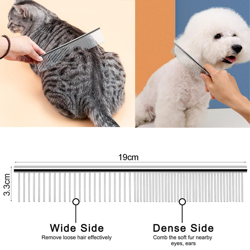 1 piece pet comb with rounded teeth, stainless steel dog comb for removing tangles and knots, pet comb brush care comb for cats and dogs (19 x 3.3 cm) - BeesActive Australia