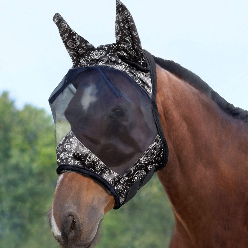 Harrison Howard LumiVista Horse Fly Mask Standard with Ears UV Protection for Horse Paisley Wave XL Extra Full Extra Full (X-Large) - BeesActive Australia
