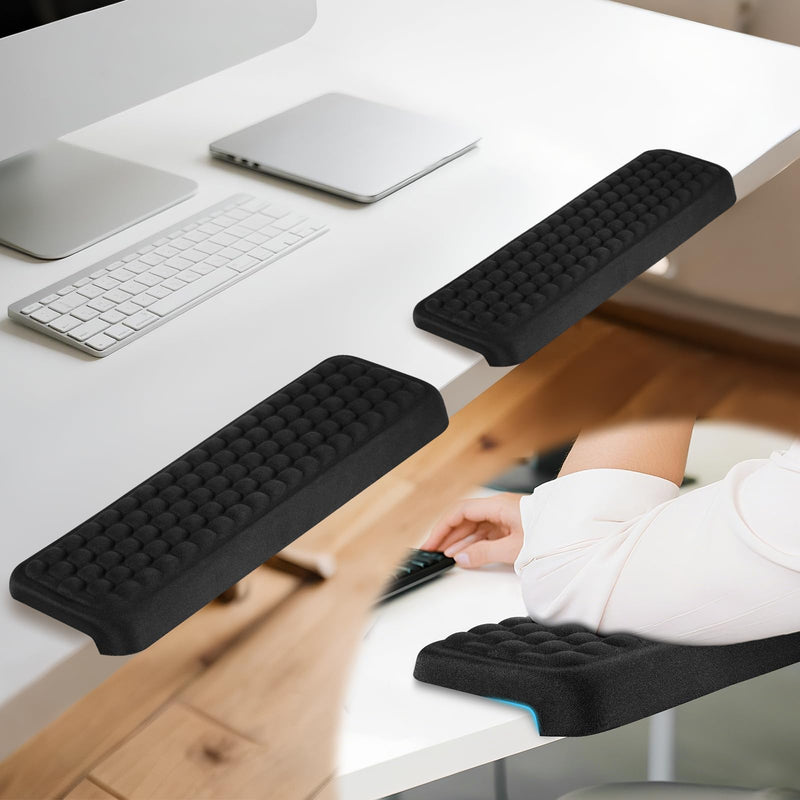 L-Shaped Elbow Pad for Desk, 2-Piece Arm Rest for Desk Wrist Support, Ergonomic Desk Edge Cushion Memory Foam Elbow Support for Work, Study, and Gaming (Black)