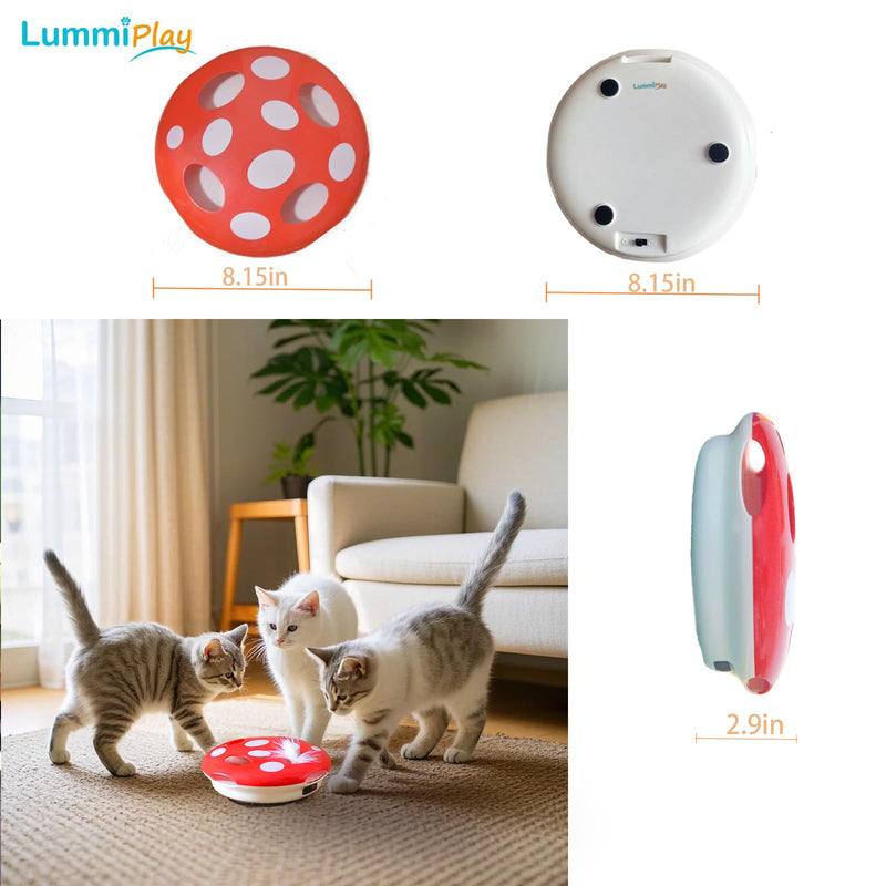 Whack-a-Mole Interactive Feather cat Toy Cute Mushroom Shape,Smart cat Toy for Indoor Bored Cats/Kittens, Automatic cat Toys Rechargeable, Stimulate Hunting Instinct, Weight Control - BeesActive Australia