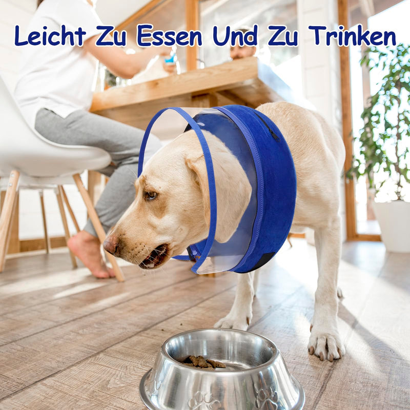 Lvefyti Inflatable dog collar, adjustable dog collar, leak protection with protective layer, breathable Elizabethan dog bodysuit after surgery, recovery collar, prevention of bite and lick wounds (blue, L) blue L (neck circumference: 30.5-45.7cm/12"-18") - BeesActive Australia