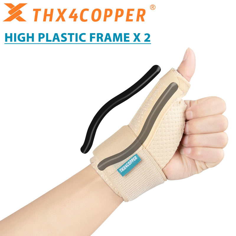 THX4COPPER Thumb & Wrist Stabilizer Splint for Blackberry Thumb,Thumb Pain Relief for Arthritis,Sprained,Tendonitis,Carpal Tunnel,Breathable&Stable,L-XL(Beige) Large/X-Large Beige