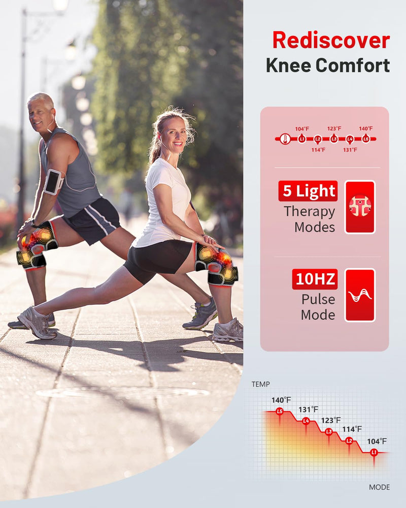 Upgraded PRO Red Light Therapy Knee Brace & 4 Vibration Massage - Rechargeable Controller, 660nm&850nm Red Light Therapy Heated Device for Knee/Elbow/Shoulder Upgraded Knee - BeesActive Australia