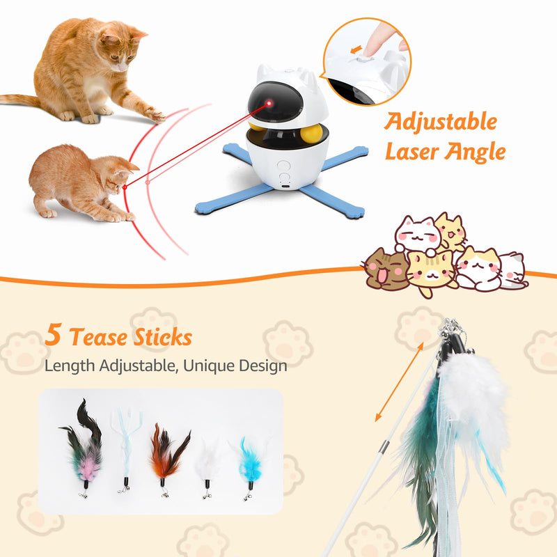 Nobleza 3-in-1 Cat Laser Toy with Feather Trackball, Rechargeable Pet Interactive Pointer Red Light Game, 3 Modes Random Trajectory Motion Activated Boredom Buster for Cat Self Play Home Indoor - BeesActive Australia
