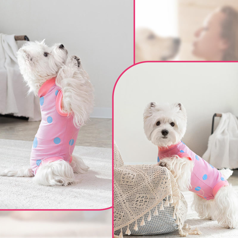 Lyneun Soft Dog Bodysuit After Surgery, Dog Bodysuit After Castration Male Female Dog, Adjustable Bodysuit Dog After Surgery, Breathable Surgery Bodysuit Dog for Hair Loss, Allergies, Anti-Licking, Wound Protection (Pink, L) Pink - BeesActive Australia