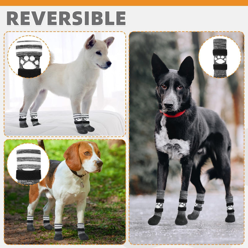 KOOLTAIL Anti Slip Dog Socks to Prevent Licking Paws for Hot/Clod Pavement,Waterproof Long Snow Dog Boots&Paw Protectors with Strap Traction Control for Hardwood Floor for Small Medium Large DogsXL Black with Paw Pattern X-Large - BeesActive Australia