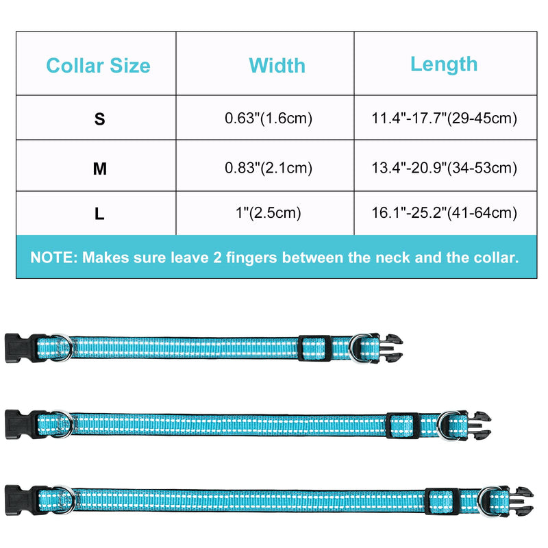 AUAUY Reflective Dog Collar, Adjustable Breathable Dog Collar, Soft Padded Neoprene Nylon Dog Collar with Double D-Ring and AirTag Case for Small Medium Large Dogs (Blue-S) Blue S(11.4-17.7"/29-45cm) - BeesActive Australia