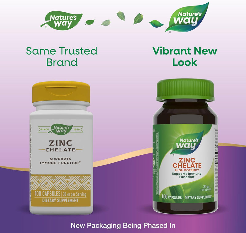 Nature's Way Zinc Chelate 30 Mg Potency Enhanced Absorption 100 Capsules, 100 Count - BeesActive Australia