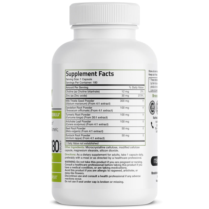 Bronson Liver Detox Advanced Detox & Cleansing Formula Supports Health Liver Function with Milk Thistle, Dandelion Root, Turmeric, Artichoke Leaf & More, Non-GMO, 180 Vegetarian Capsules Unflavored 180 Count (Pack of 1) - BeesActive Australia