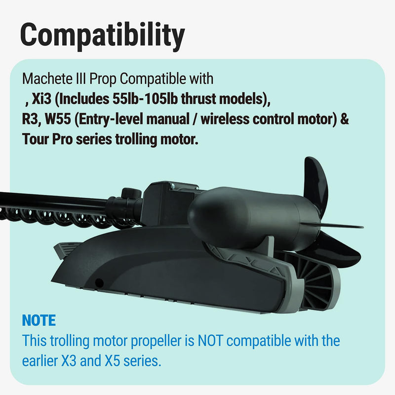Machete III Propeller for Motorguide Trolling Motor, Replacement Xi5, Xi3, R3, W55 ＆ Tour Pro Series 3 Blade Prop, 3.5 inch Trolling Motor Propeller (Black)