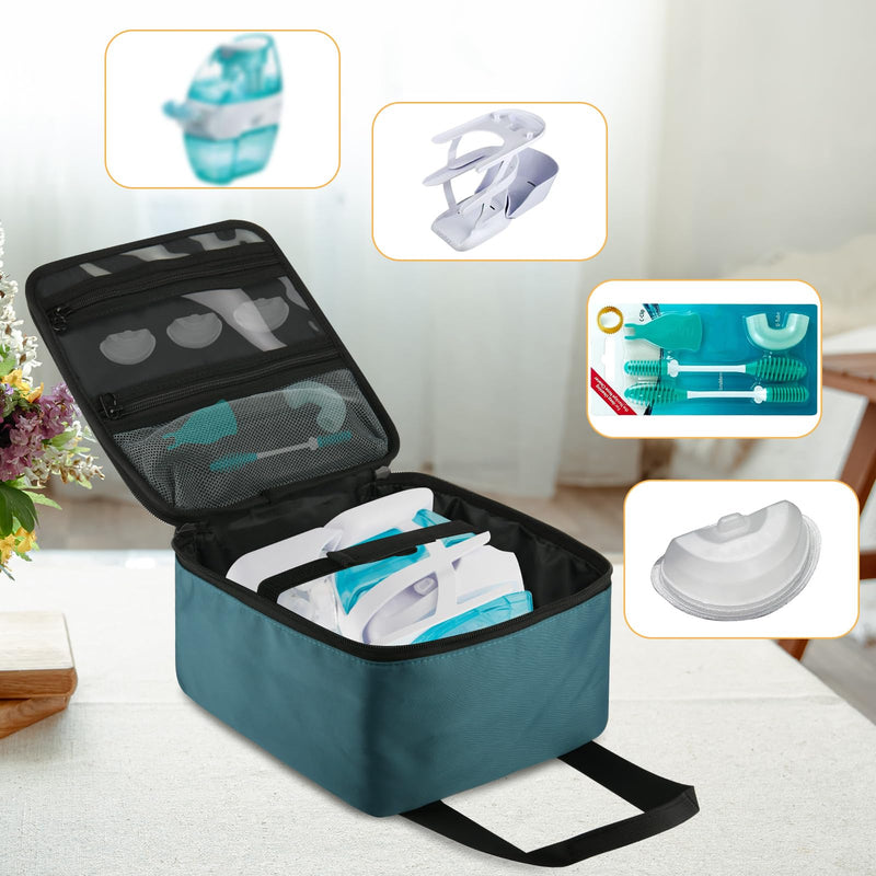 Beautyflier Travel Carrying Bag for Navage Nasal Irrigation System, Countertop Caddy Neti Pot Storage, Portable Travel Storage Organizer for Nose Cleaner with Handles (Bag Only, Dark Green) - BeesActive Australia