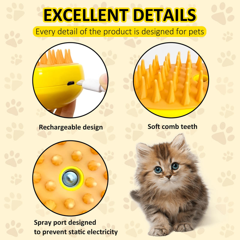 Cat Steam Brush - 3 In1 steam brush for cats,cat steam brush for shedding,cat brush with steam for Massage for Removing Tangled And Loosse Hair (Green) Green - BeesActive Australia