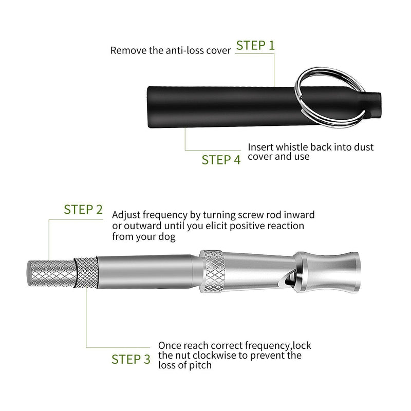 Dog Whistle to Stop Barking, Adjustable Pitch Ultrasonic Training Tool Silent Bark Control for Dogs- Pack of 1 PCS Whistles Black - BeesActive Australia