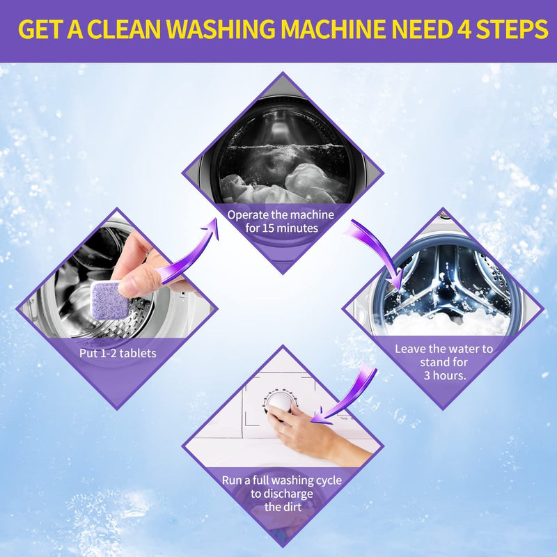 NATRUTH Washing Machine Cleaner Effervescent Tablets With Lavender（15 Count）, Solid Washer Deep Cleaning Tablet, Triple Decontamination Remover with Natural Formula, for Front and Top Load Washers - BeesActive Australia