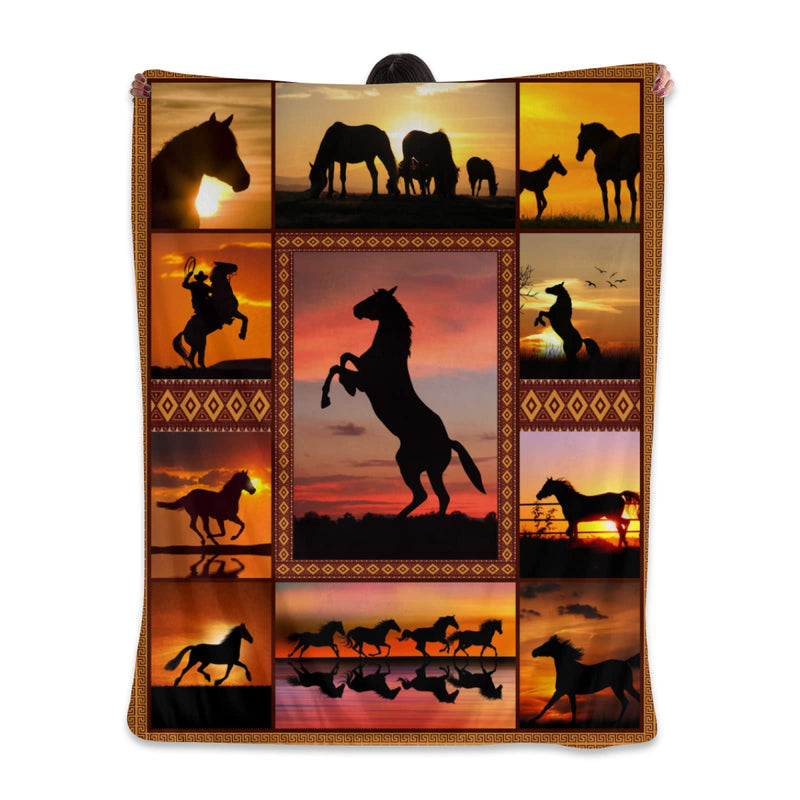 Horse Blanket Animal Print Throw Blanket, Soft Cozy Blanket Fleece Blanket Couch Blanket Bed Throw TV Blanket Horse Lovers Gifts for Girls Women Men - 40"x50"(Child) 40"x50" - BeesActive Australia