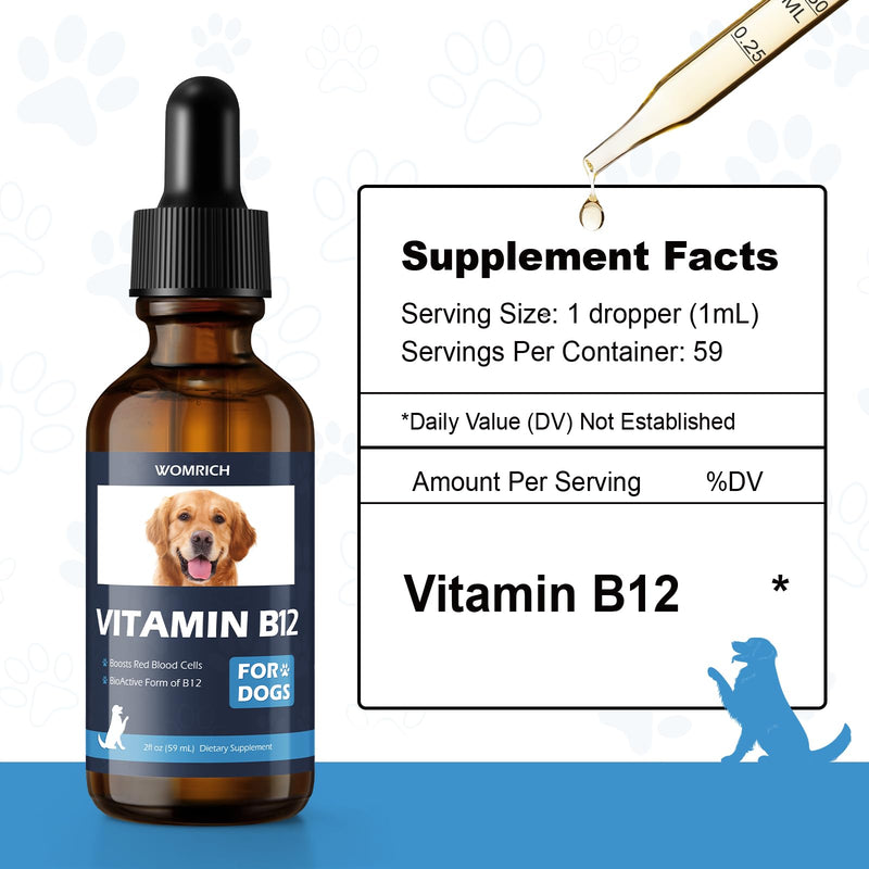 Vitamin B12 for Dogs | Methylcobalamin Supplement | Boosts Red Blood Cell Formation, Energy, Nervous System & Appetite | 2 fl oz Dropper | Vitamin Supplement for Dogs - PawsPlanet Australia