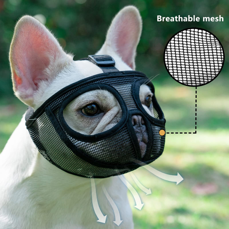 ILEPARK muzzle for dogs, short snouts dog muzzle, bulldog muzzle anti-biting, chewing, barking, dog mask (M, black) M black - BeesActive Australia