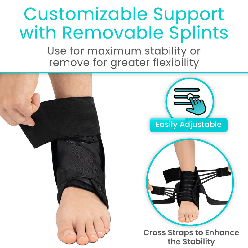 Vive Lace Up Ankle Brace for Women & Men - Compression Sleeve for Achilles Tendonitis, Sprains - Foot Support for Plantar Fasciitis - Adjustable Wrap (Large) Large - BeesActive Australia