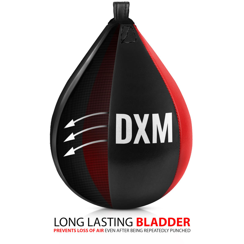 DXM SPORTS Boxing Speed Bag - Leather Speed Bags - Punching Speed Ball - Exercise Workout MMA Speed Bag for Adults 11.5" Black & Red - BeesActive Australia
