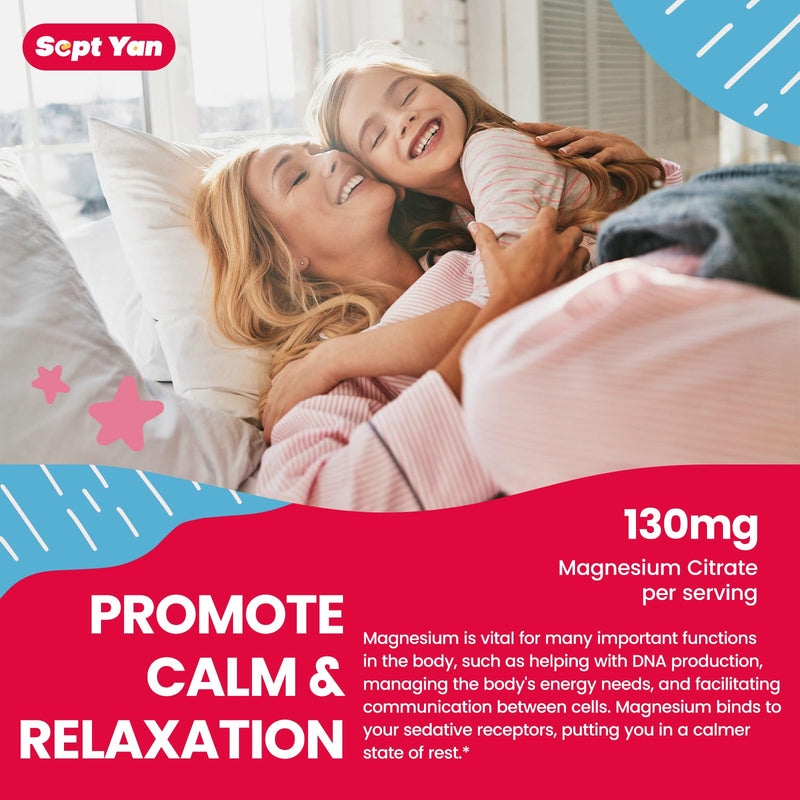 (2 Pack) Magnesium Gummies for Kids - Magnesium Citrate Supplement with Vitamin B6, L-theanine, Chamomile & Lemon Balm - Calm Magnesium for Kids & Adults Sleep, Relaxation - Strawberry,120 Gummies 120 Count (Pack of 1)