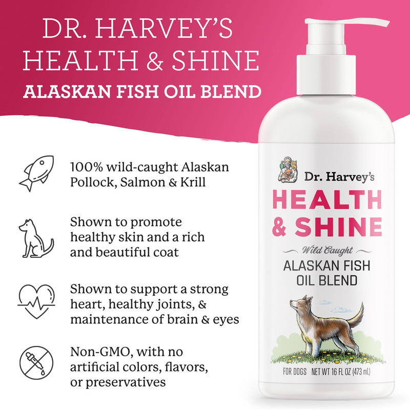 Dr. Harvey's Health & Shine Alaskan Fish Oil Blend for Dogs - Supports Healthy Heart, Brain, and Eyes (16 fl. oz.) - BeesActive Australia