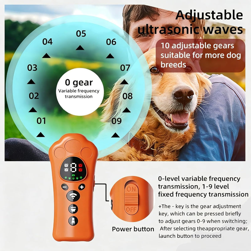 2026 Upgraded Dog Bark Deterrent Devices with 10 Adjustable Levels, 50FT 180° Wide Range Trainer with LED Flashlight, 1200mAh Rechargeable Dog Training (Orange and Black) Orange and Black