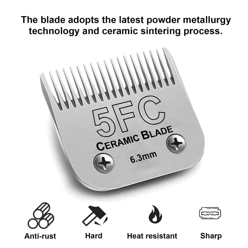 5FC Blade Dog Grooming Clipper Replacement Blades compatible with Andis Dog Clippers,Detachable Ceramic Blade & Stainless Steel Blade,Size-5 FC 1/4-Inch Cut Length (64122) 5fc:1/4''(6.3mm) - BeesActive Australia