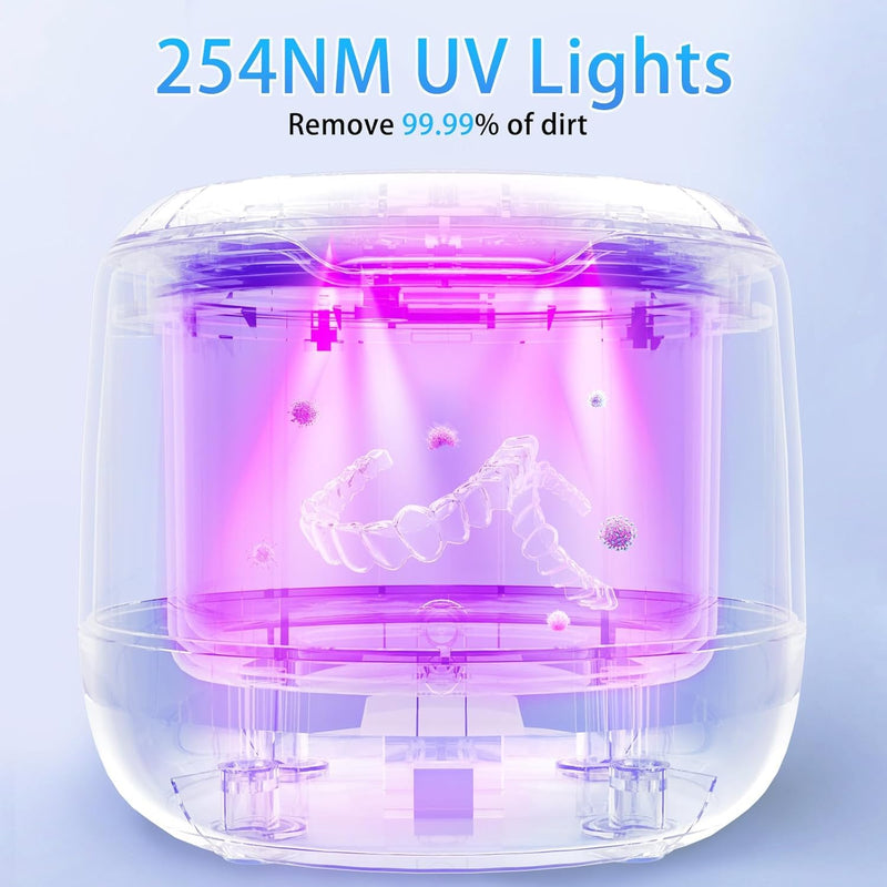 Ultrasonic Retainer Cleaner Machine, 42kHz Dental Cleaning Pod for Dentures, Braces, Mouth Guards, Night Guard, Toothbrush Heads, Jewelry, Aligner White - BeesActive Australia
