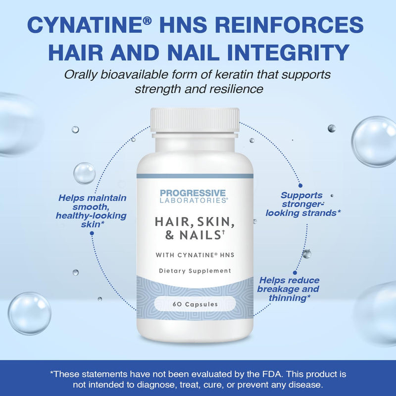 Hair, Skin & Nails Supplement w/ Cynatine HNS & TRAACS Minerals, 60 Caps | Biotin and Collagen Supplements to Support Strong Hair, Healthy Skin & Resilient Nails, Keratin Hair Supplement for Women