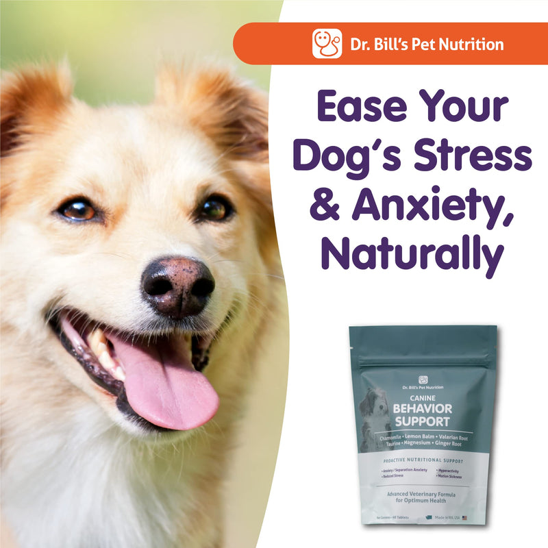 Dr. Bill’s Canine Behavior Support | Calming Supplement for Dogs with Stress or Anxiety | Chamomile, Lemon Balm & Valerian | Aids Training & Behavior Management - PawsPlanet Australia