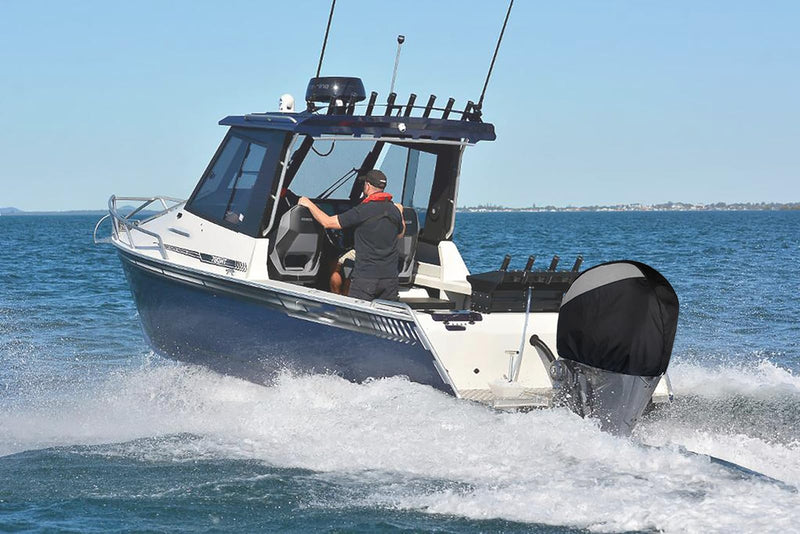 Outboard Motor Cover for Yamaha in Line Four F150/F165/F175/F185/F200, Outboard Engine Cover 600D Oxford Marine Fabric, Heavy-Duty Boat Engine Cover Waterproof Fade-Resistant Hood Cowling Cover