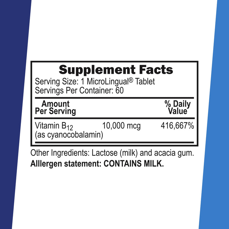Superior Source No Shot Vitamin B-12 Cyanocobalamin 10000 mcg - Vitamin B-12 to Support Energy Production, Brain Health & Overall Wellness - Sublingual Tablets - 60 Dissolvable Tablets Unflavored 1 Count (Pack of 1)