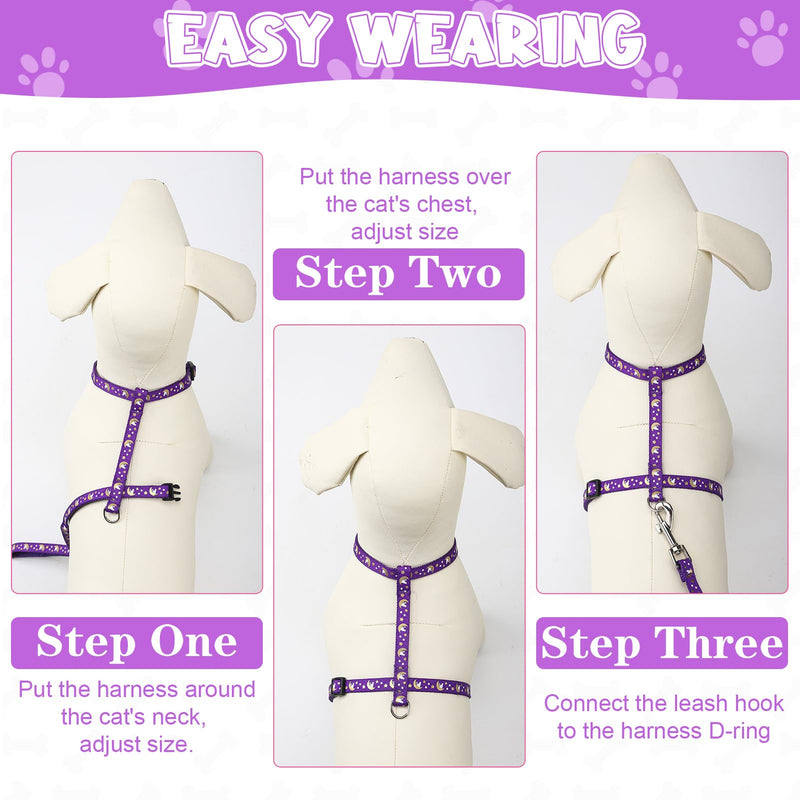 2 Pack Cat Harness and Leash with Collar Set, Escape Proof Cat Harness Adjustable Kitten Harness Glow in The Dark for Small Medium Cats - BeesActive Australia