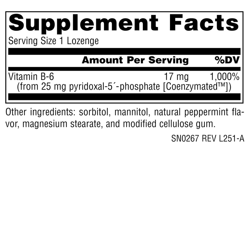 Source Naturals Coenzymated B-6, 25 mg - 120 Lozenges | P-5 Pyridoxal-5 Phosphate | Supports Amino Acid Metabolism* 120 Count (Pack of 1)
