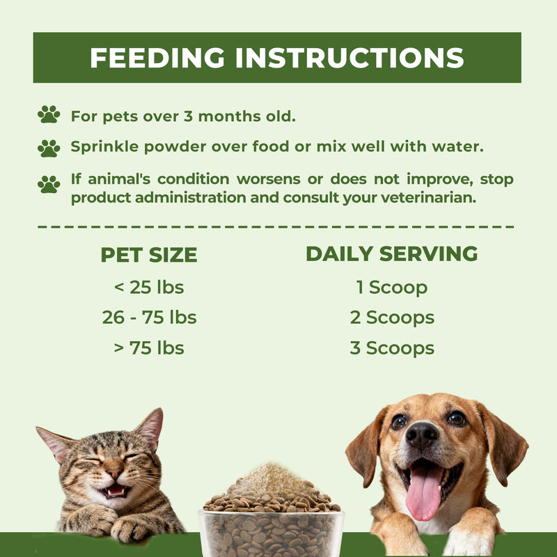 Wellix 7.02oz Super Greens Powder with Organic Spirulina, Chlorella, Spinach - Immune Support, Hip and Joint Supplement for Dogs, Chicken Flavor 100% Natural Dog Supplements Spirulina Powder