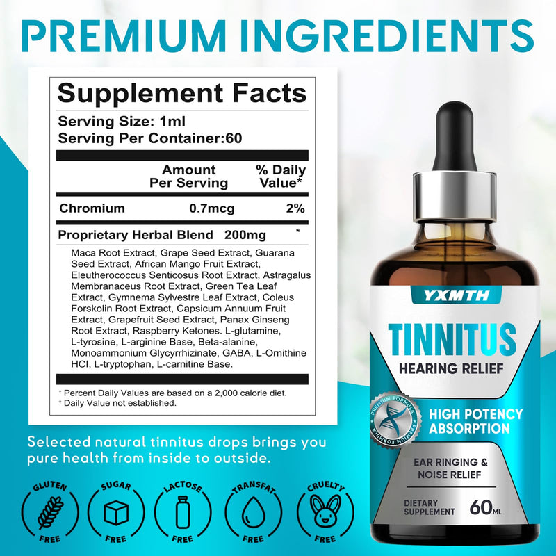 Tinnitus Relief for Ringing Ears - Fast-Acting Natural Ear Support Drops with Herbal Blend - Soothe Ear Noise & Promote Quiet, Calm Hearing for Men & Women, 2 fl oz 2 Fl Oz (Pack of 1) - BeesActive Australia