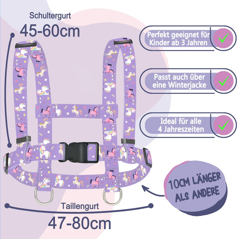 MutoToy® horse leash for children to play with, adjustable horse harness for children, horse play leash for boys girls role play, children's outdoor toy from 3 years (purple) purple - BeesActive Australia