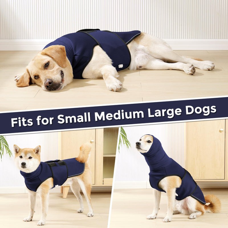 Dotoner dog coat to relieve anxiety, calming vests for dogs and cats with earmuffs, soft hoodie, reduces noise, calming vest with reflective strips, calming aid, M, ocean blue - BeesActive Australia